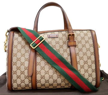 GUCCI Lady Web  GG Canvas Boston Bag 381044