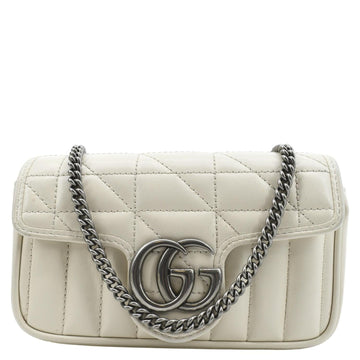 GUCCI GG Marmont Super Mini Matelasse Leather Shoulder Bag White 476433