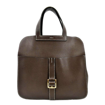 HERMES Halzan 31 Clemence Leather Crossbody Bag Etoupe