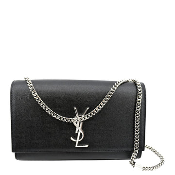 YVES SAINT LAURENT Kate Medium Grain De Poudre Leather Crossbody Bag Black