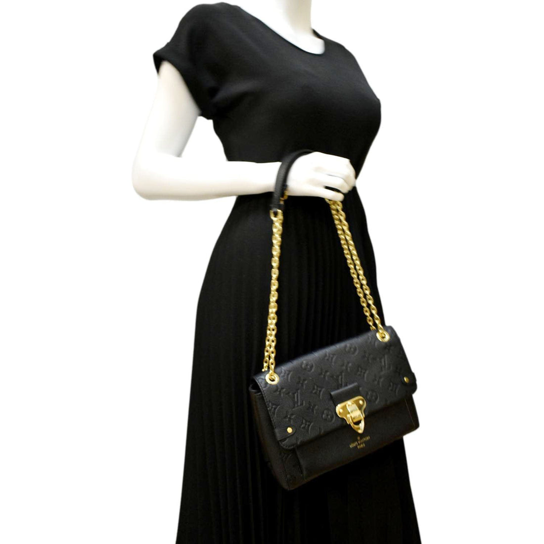 LOUIS VUITTON Vavin PM Monogram Empreinte Leather Shoulder Bag Black