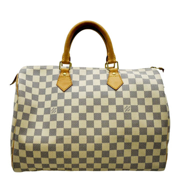 LOUIS VUITTON Speedy 35 Damier Azur Satchel Bag White