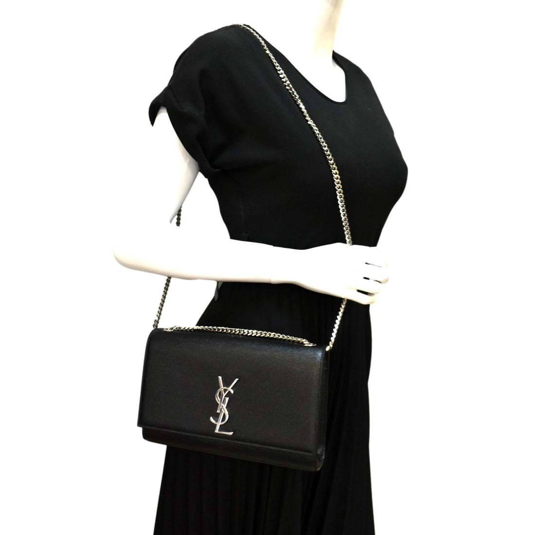 YVES SAINT LAURENT Kate Medium Grain De Poudre Leather Crossbody Bag Black