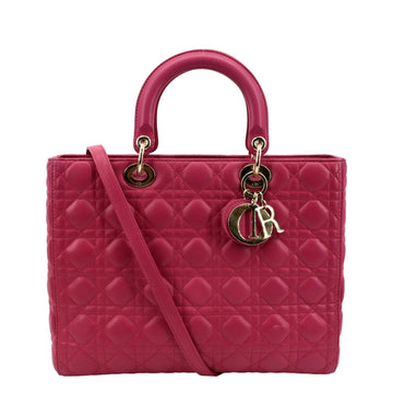 CHRISTIAN DIOR Large Lady Dior Cannage  Shoulder Bag Pink
