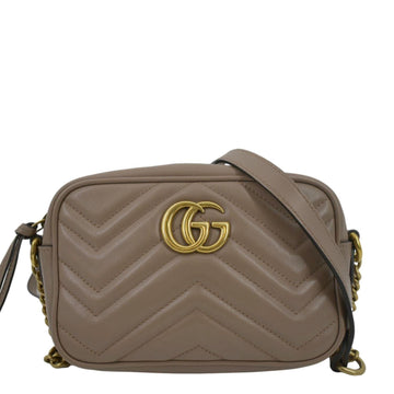 GUCCI GG Marmont Mini Matelasse Leather Crossbody Bag Dust Pink 448065