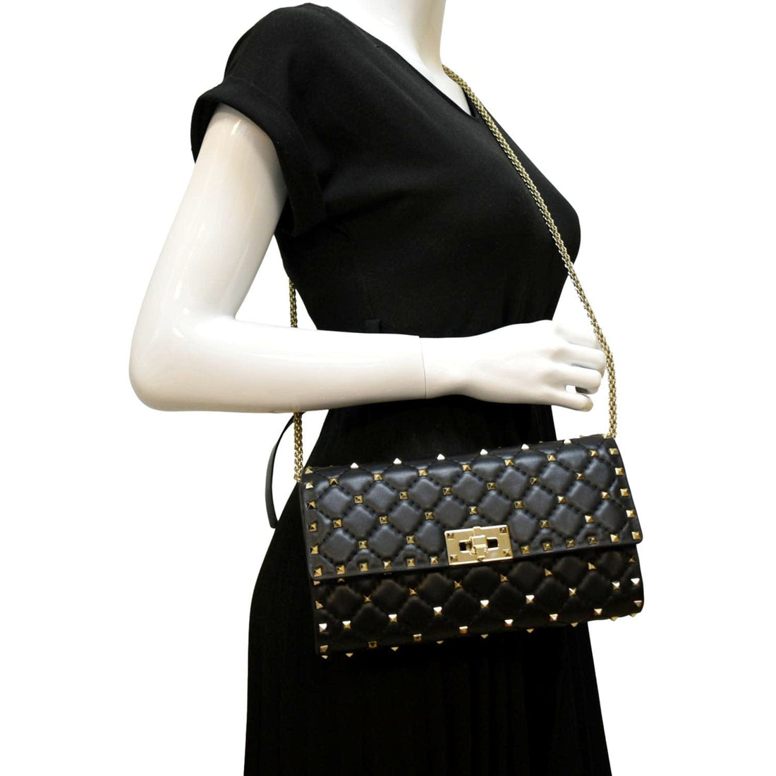 VALENTINO Rockstud Spike Leather Crossbody Bag Black