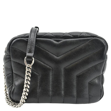 YVES SAINT LAURENT Y Mini Quilted  Leather Camera Bag Black