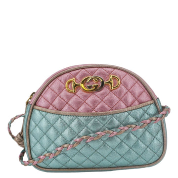 GUCCI Trapuntata Mini Zumi Dome Laminated Nappa Leather Crossbody Bag pink 534951