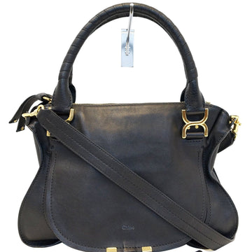 CHLOE Black Leather Marcie Large Shoulder Handbag