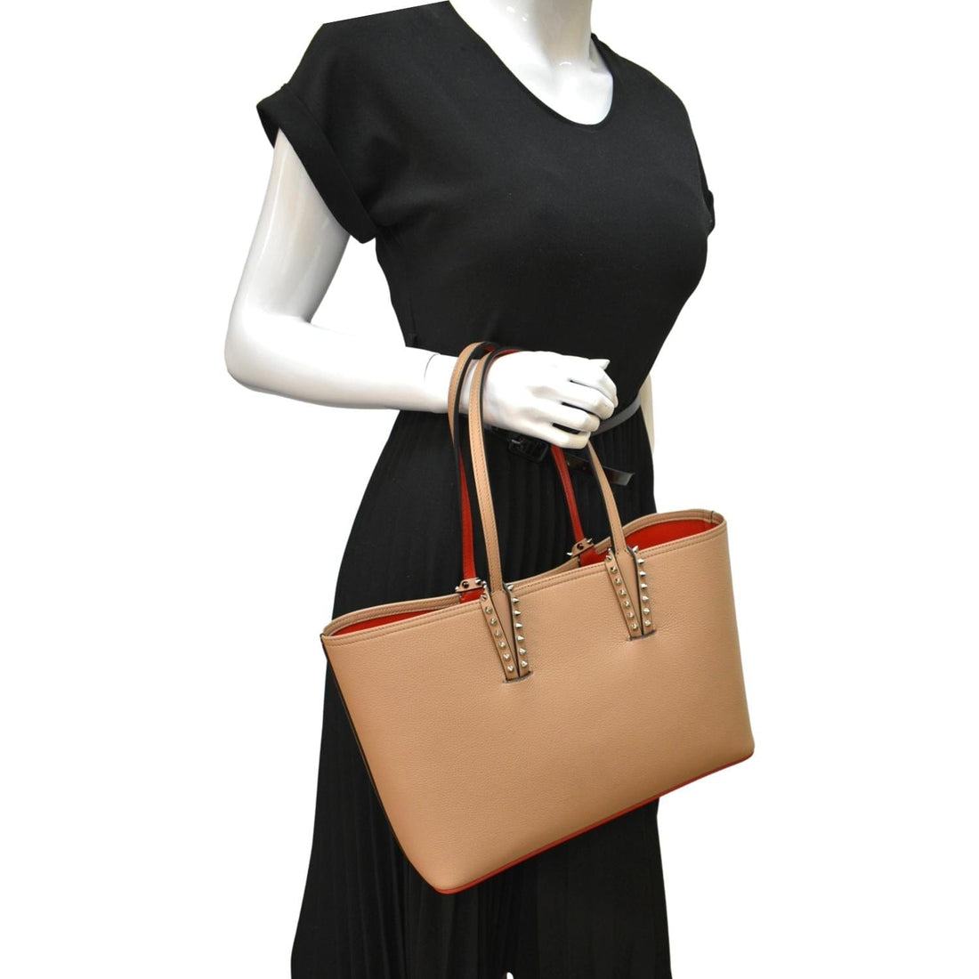 CHRISTIAN LOUBOUTIN Cabata Small Empire Paris Leather Tote Bag Beige