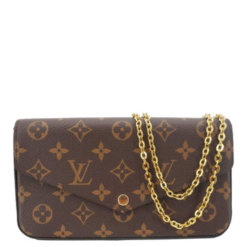LOUIS VUITTON Felicie Pochette Monogram Canvas Crossbody Bag Brown