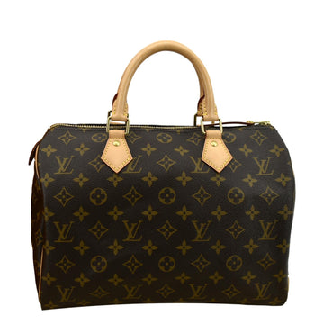 LOUIS VUITTON Speedy 30 Monogram Canvas Satchel Bag Brown