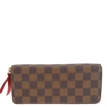 LOUIS VUITTON Clemence Damier Ebene Zippy Wallet Brown