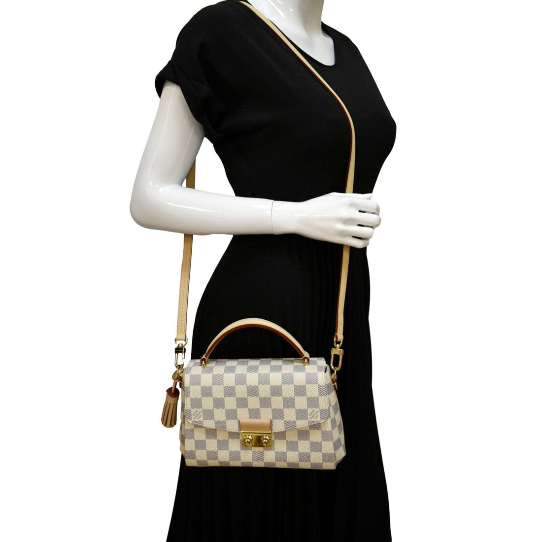 LOUIS VUITTON Croisette Damier Azur Satchel Crossbody Bag White