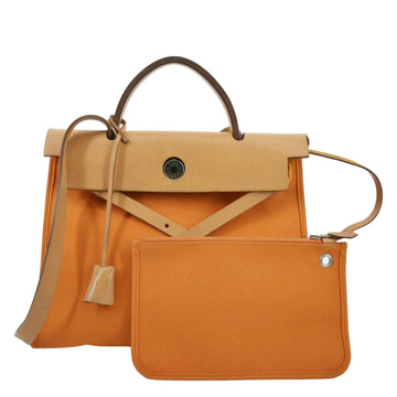 HERMES Herbag Canvas Shoulder Bag Orange