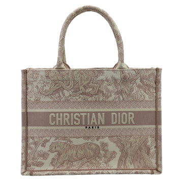 CHRISTIAN DIOR Book Toile de Jouy Motif Embroidery Canvas Tote Bag Pink