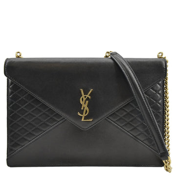 YVES SAINT LAURENT Gaby Quilted  Leather Shoulder Bag Black