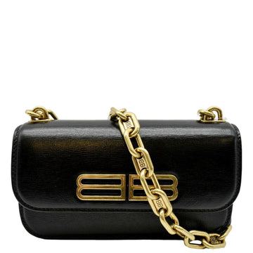 BALENCIAGA GOSSIP XS Chain Leather Shoulder Bag Black