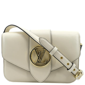LOUIS VUITTON Pont 9  Leather Shoulder Bag Creme