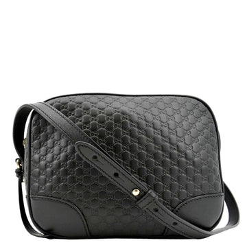 GUCCI Bree Mini GG Microguccissima Leather Crossbody Bag Black 449413