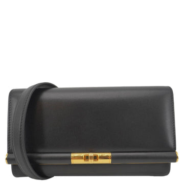 DOLCE & GABBANA Marlene Calfskin Leather Wallet Shoulder Bag Black
