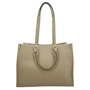 LOUIS VUITTON Onthego MM Giant Monogram Empreinte Leather Tote Shoulder Bag Tourterelle Beige