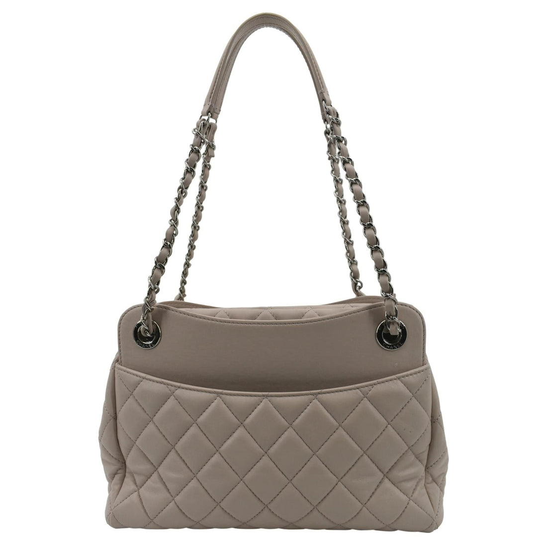CHANEL CC Quilted  Leather Shopping Tote Bag Light Pink