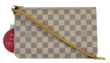 LOUIS VUITTON Damier Azur Neverfull MM Pochette Wristlet Clutch