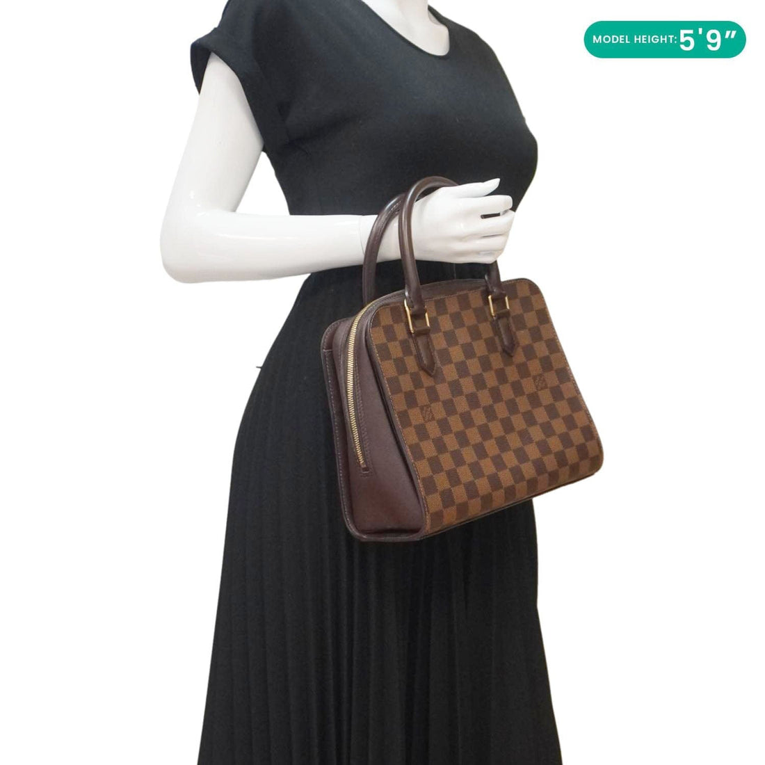 LOUIS VUITTON Triana Damier Ebene Satchel Bag Brown
