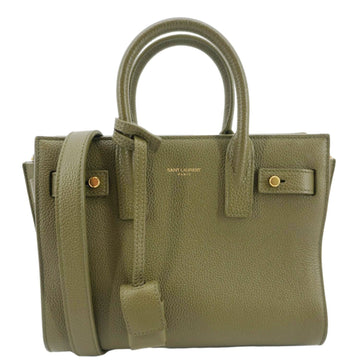 YVES SAINT LAURENT Sac De Jour Leather Shoulder Bag Olive Green