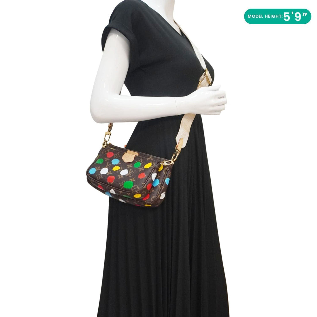 LOUIS VUITTON LV×YK Multi Pochette Accessories Monogram Dot Canvas Shoulder Bag Brown