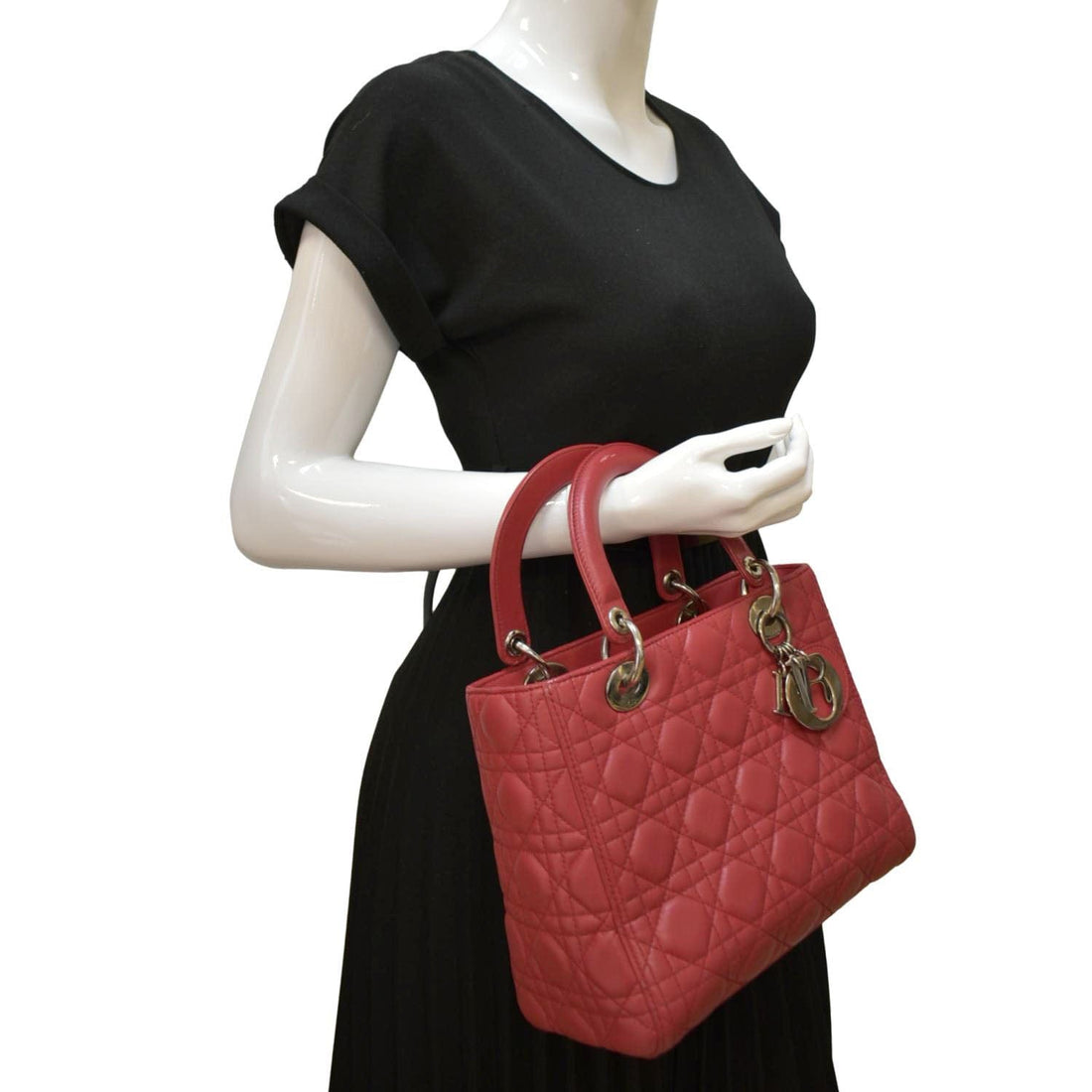 CHRISTIAN DIOR Lady Dior Cannage  Shoulder Bag Pink