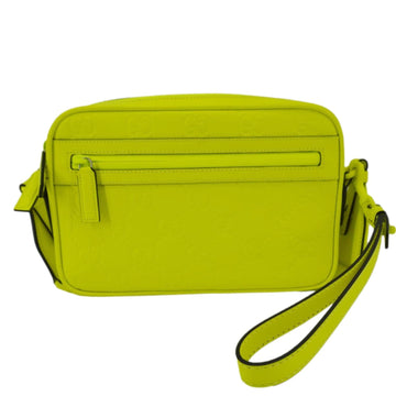 GUCCI GG Small Rubber Effect Leather Crossbody Bag Neon Yellow 771293
