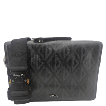 CHRISTIAN DIOR Lingot 22 CD Diamond Canvas Messenger Bag Black