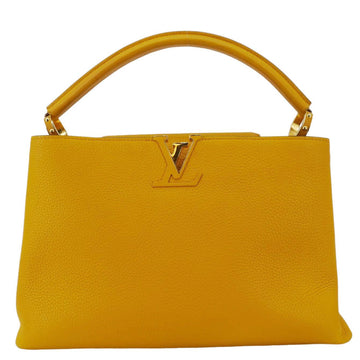 LOUIS VUITTON Capucines MM Taurillon Leather Satchel Bag Yellow