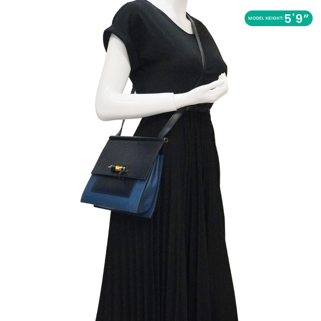 HERMES Sacabar Leather Crossbody Bag Blue