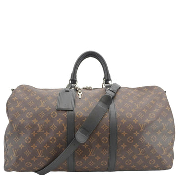 LOUIS VUITTON Keepall Bandouliere 55 Monogram Canvas Travel Bag Brown