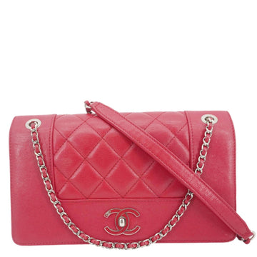 CHANEL Mademoiselle  Flap Sheepskin Leather Crossbody Bag Pink