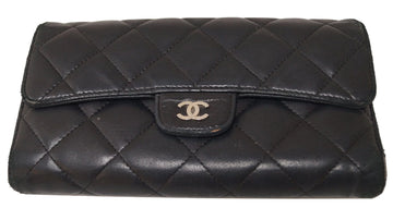 CHANEL Black Caviar Leather Classic Flap Long Wallet