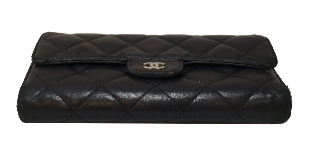 CHANEL Black Caviar Leather Classic Flap Long Wallet
