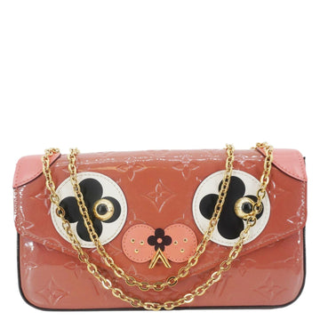 LOUIS VUITTON Valentine Dog Felicie Monogram Vernis Crossbody Bag Orange