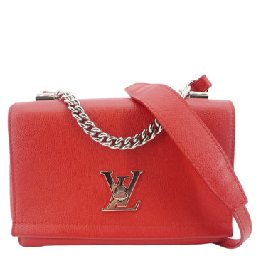 LOUIS VUITTON Lockme II BB  Pebbled Leather Crossbody Bag Rubis