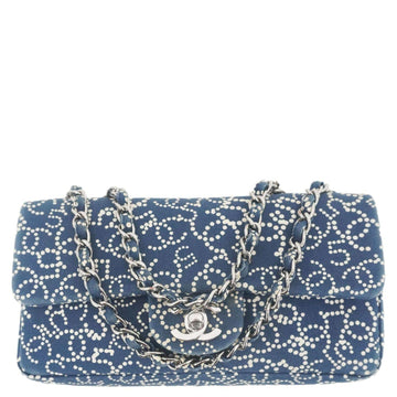 CHANEL Coco Mark No 5 Icon Canvas Chain Shoulder Bag Navy Blue