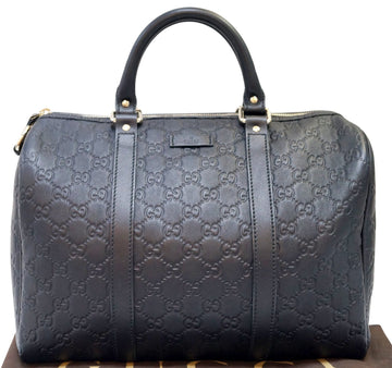 GUCCI 265697 GG Guccissima Leather Black Boston Bag