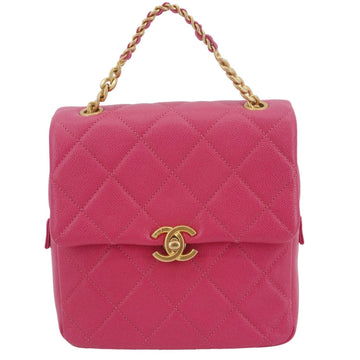 CHANEL Multi Chain Quilted Caviar Leather Backpack Pink