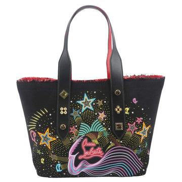 CHRISTIAN LOUBOUTIN Frangibus Canvas Tote Shoulder Bag Black