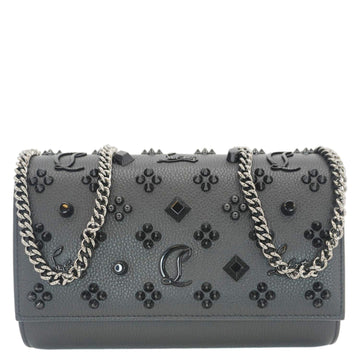 CHRISTIAN LOUBOUTIN Paloma Spikes Leather Clutch Crossbody Bag Black