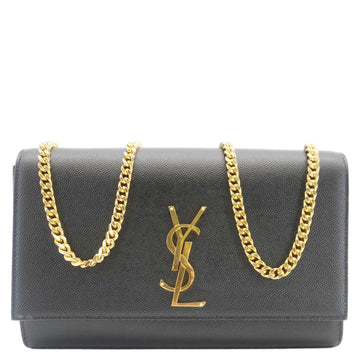 YVES SAINT LAURENT Kate Medium Grain De Poudre Leather Crossbody Bag Black