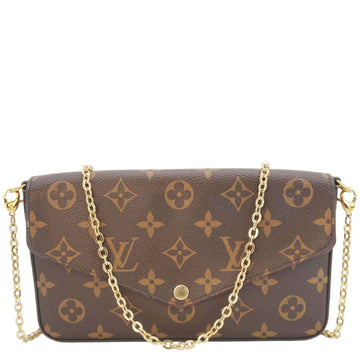 LOUIS VUITTON Felicie Pochette Monogram Canvas Crossbody Bag Brown