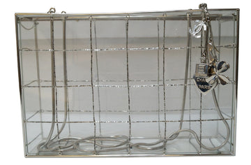 CHANEL Plastic Box Chain Grid Clear Shoulder Bag Rare